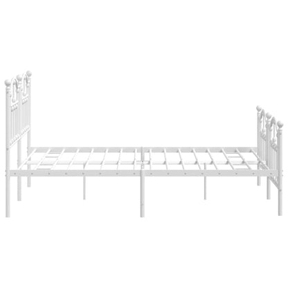 Estrutura de cama com cabeceira e pés 140x190 cm metal branco