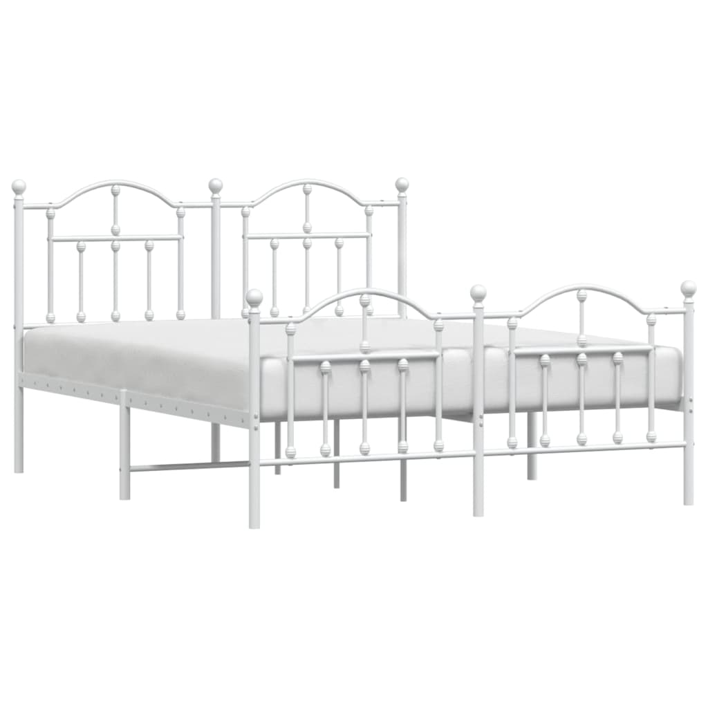 Estrutura de cama com cabeceira e pés 150x200 cm metal branco