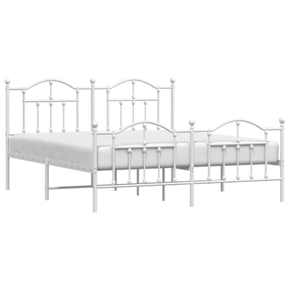 Estrutura de cama com cabeceira e pés 160x200 cm metal branco