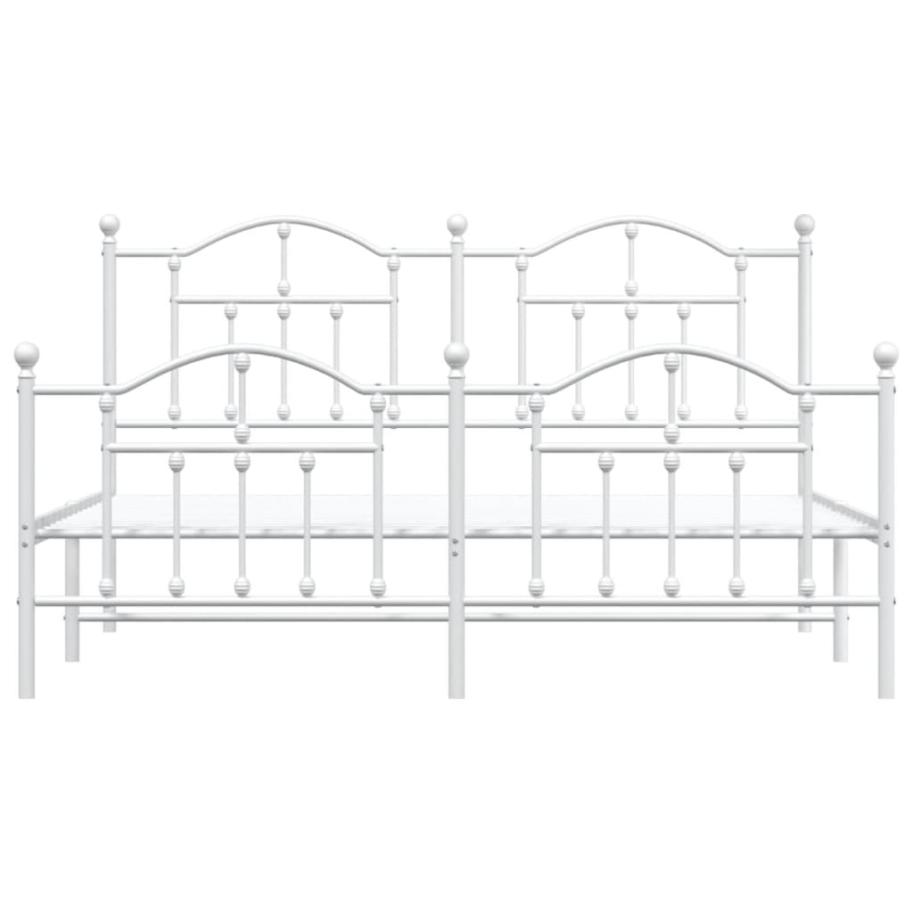 Estrutura de cama com cabeceira e pés 160x200 cm metal branco