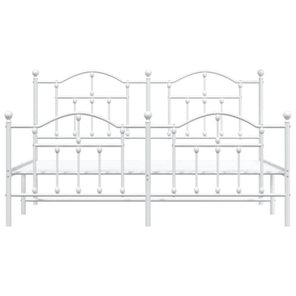 Estrutura de cama com cabeceira e pés 160x200 cm metal branco