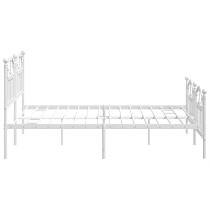 Estrutura de cama com cabeceira e pés 160x200 cm metal branco