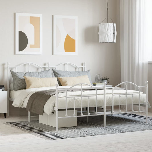 Estrutura de cama com cabeceira e pés 180x200 cm metal branco