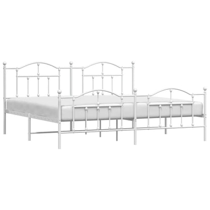 Estrutura de cama com cabeceira e pés 200x200 cm metal branco