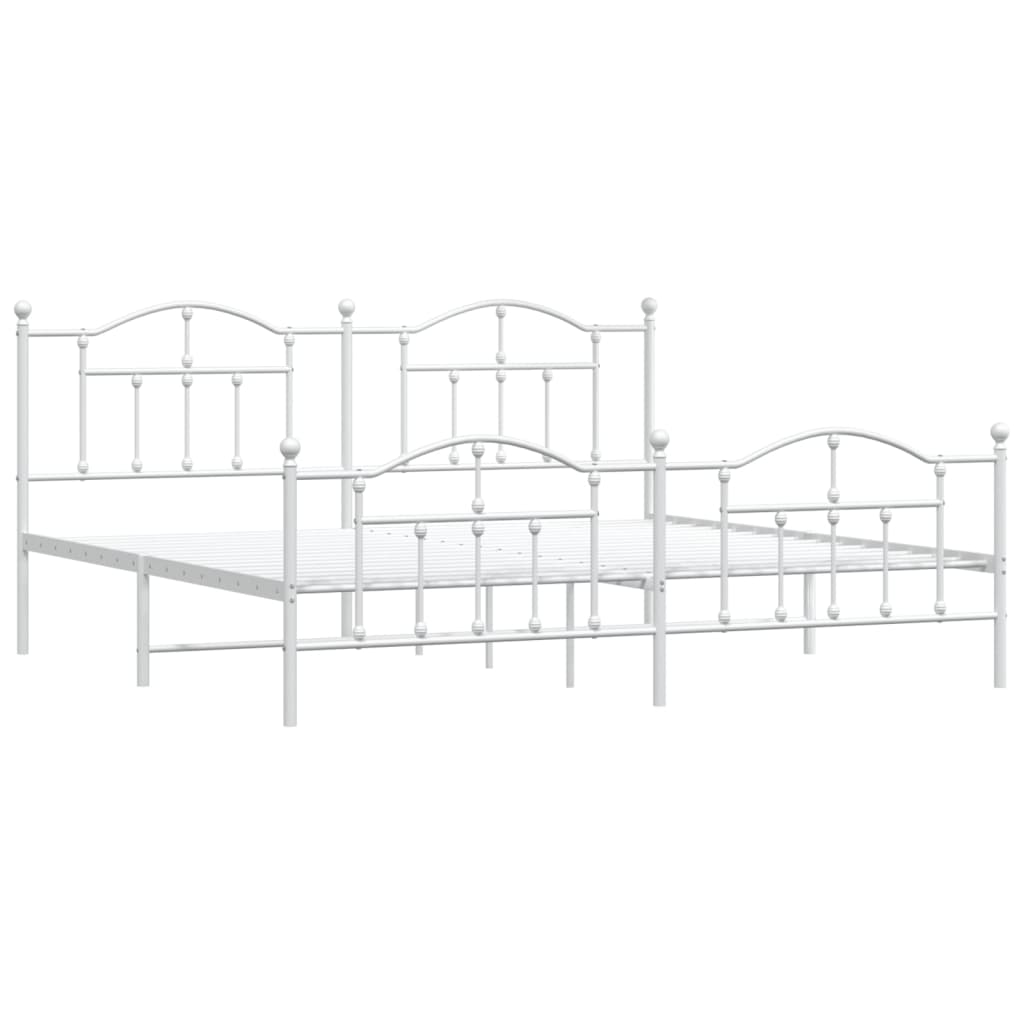 Estrutura de cama com cabeceira e pés 200x200 cm metal branco