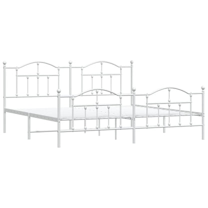 Estrutura de cama com cabeceira e pés 200x200 cm metal branco