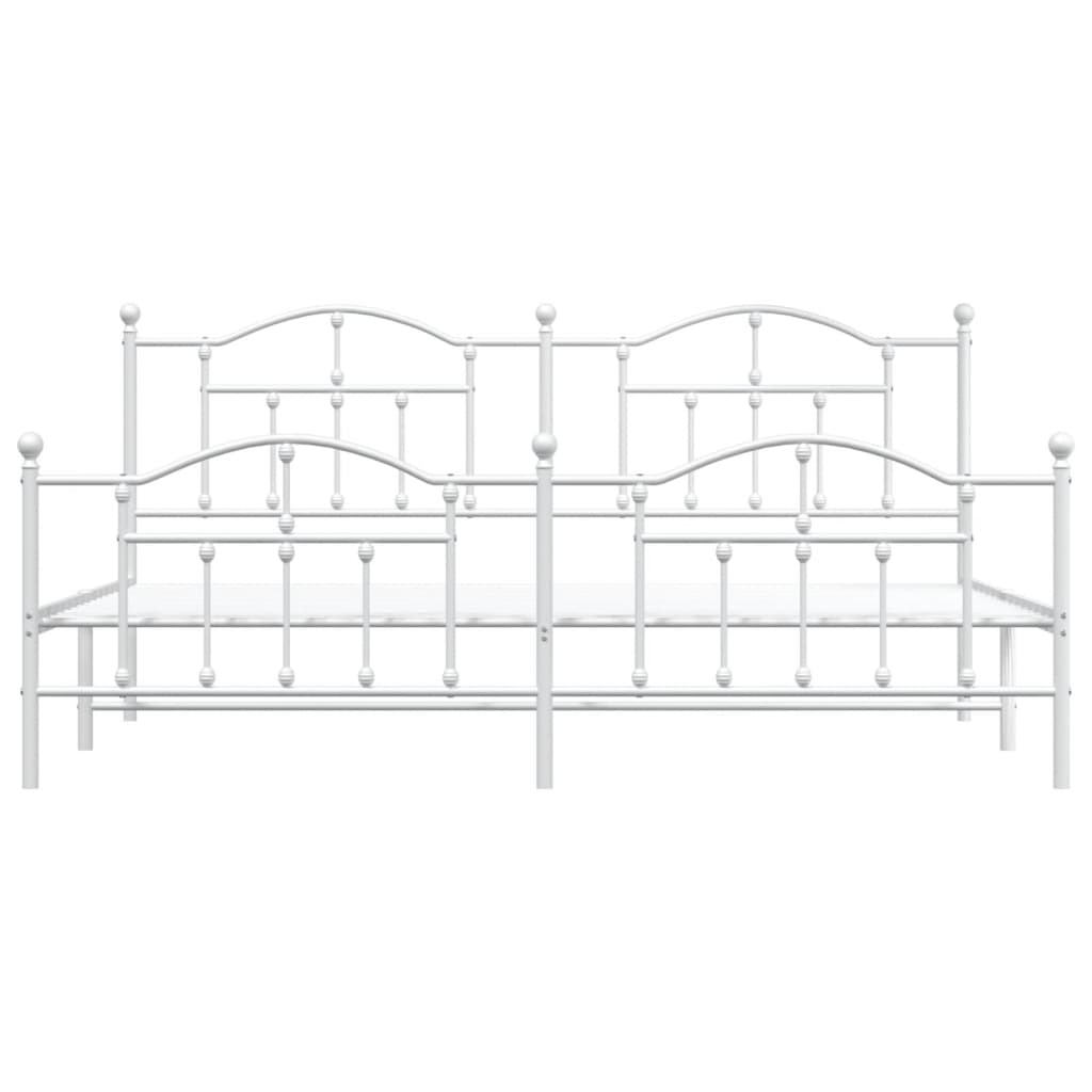 Estrutura de cama com cabeceira e pés 200x200 cm metal branco