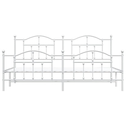 Estrutura de cama com cabeceira e pés 200x200 cm metal branco