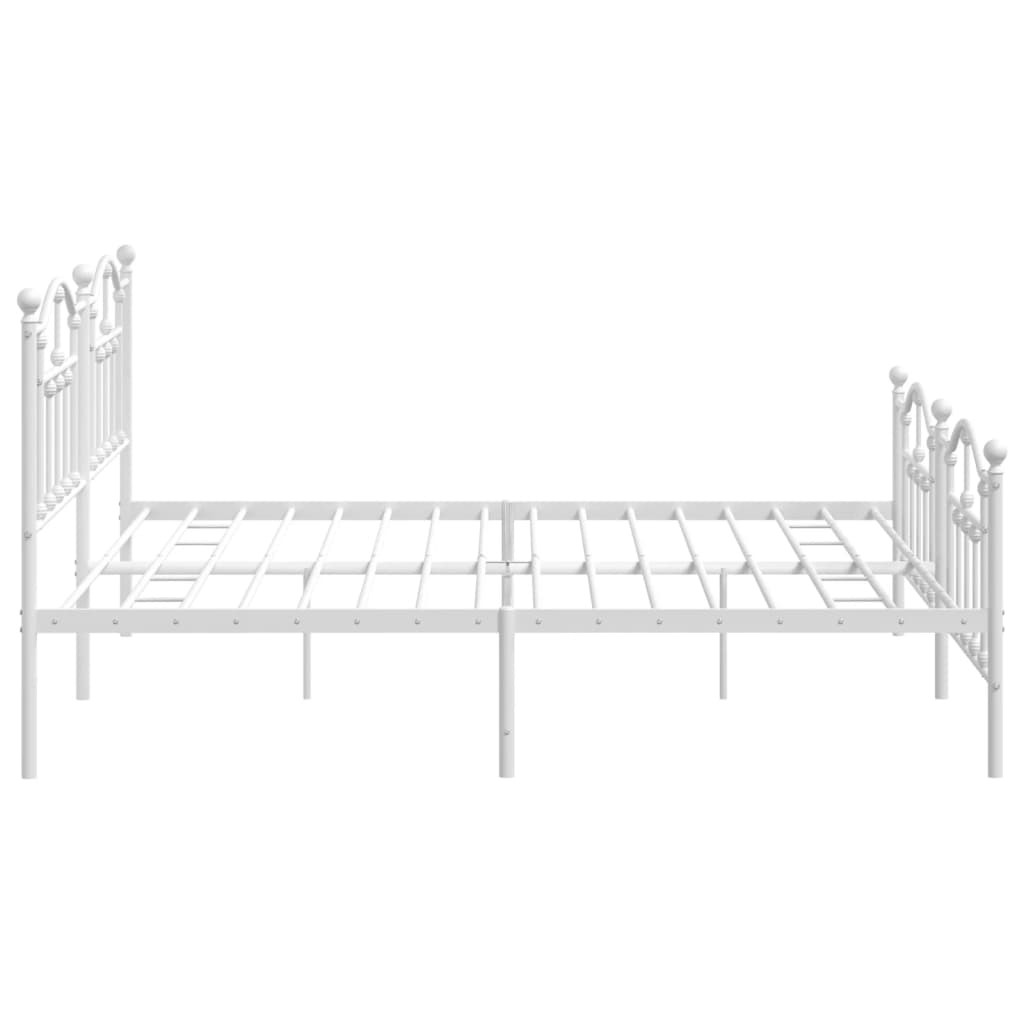 Estrutura de cama com cabeceira e pés 200x200 cm metal branco