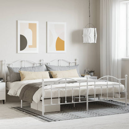 Estrutura de cama com cabeceira e pés 200x200 cm metal branco