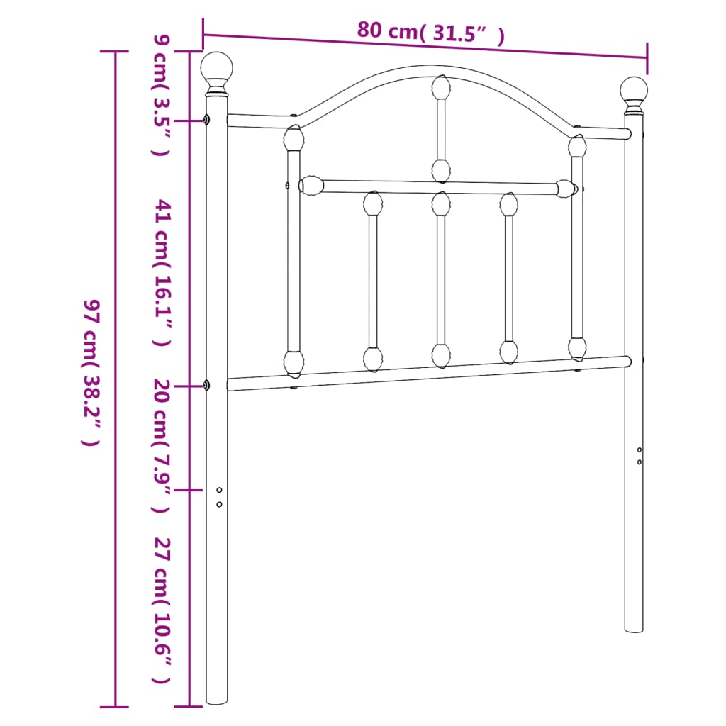 Cabeceira de cama 75 cm metal branco