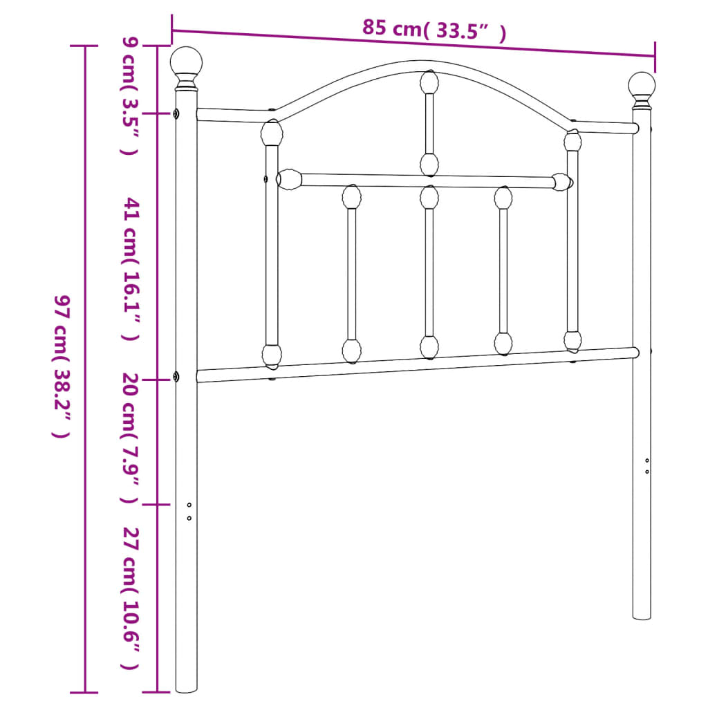 Cabeceira de cama 80 cm metal branco