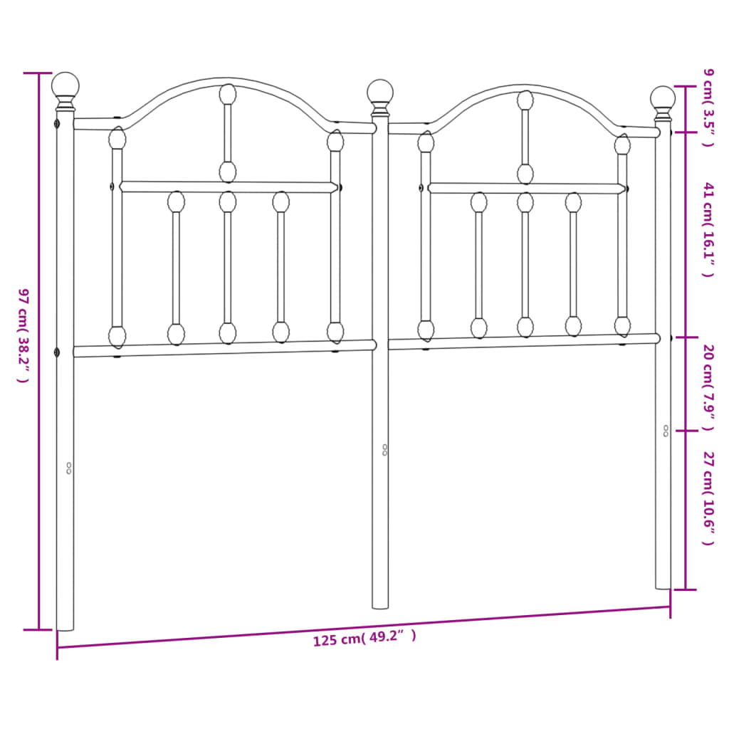 Cabeceira de cama 120 cm metal branco