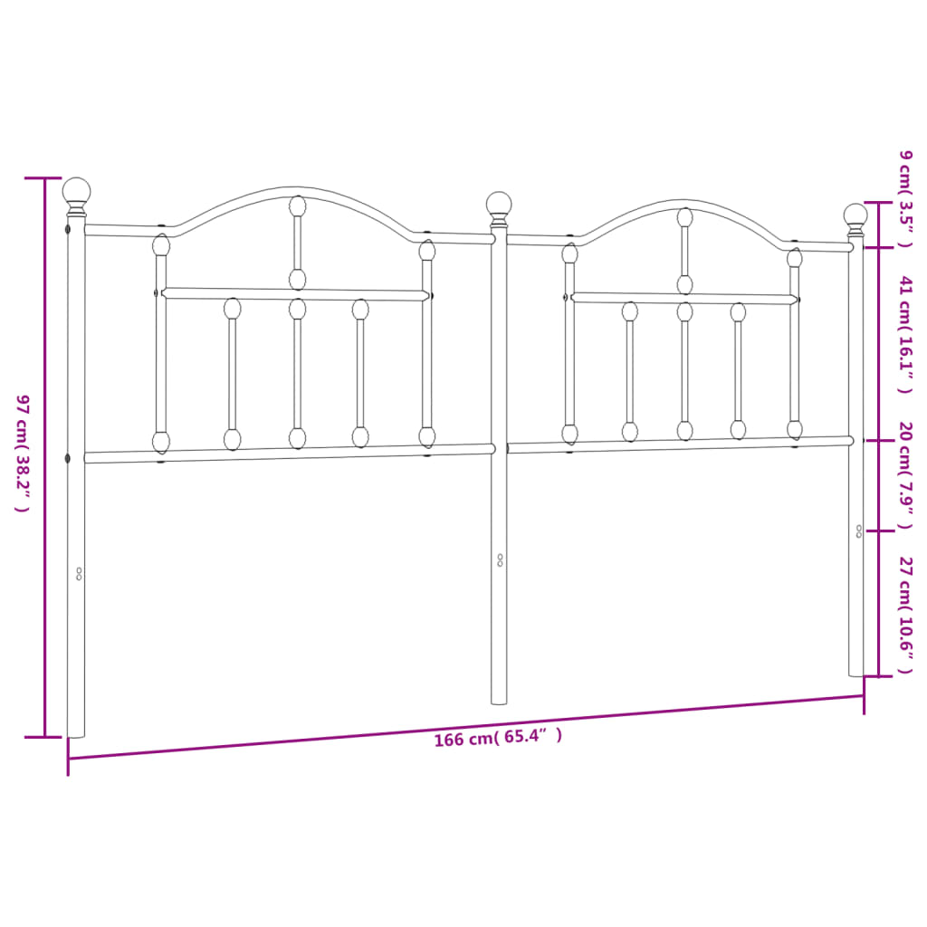 Cabeceira de cama 160 cm metal branco