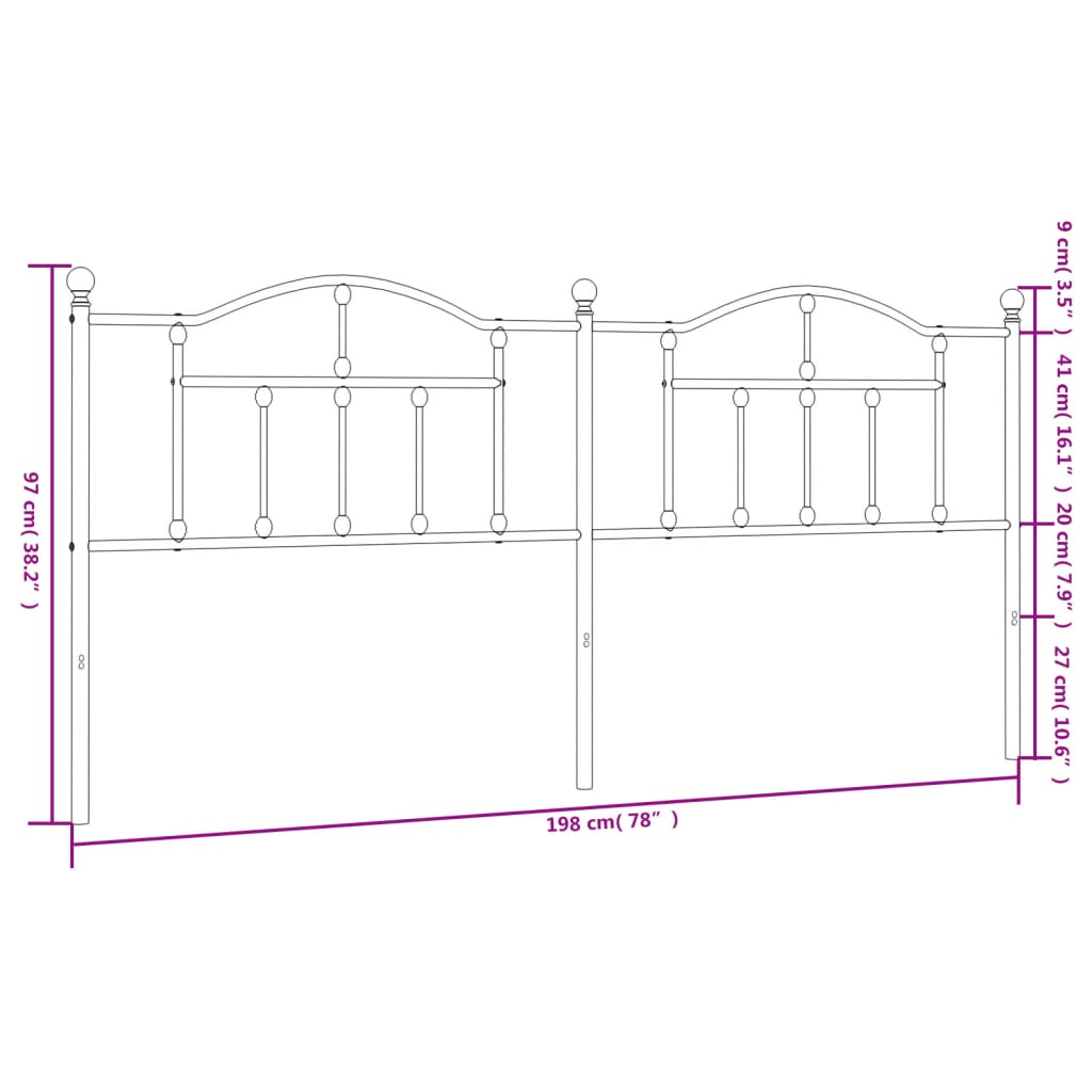 Cabeceira de cama 193 cm metal branco