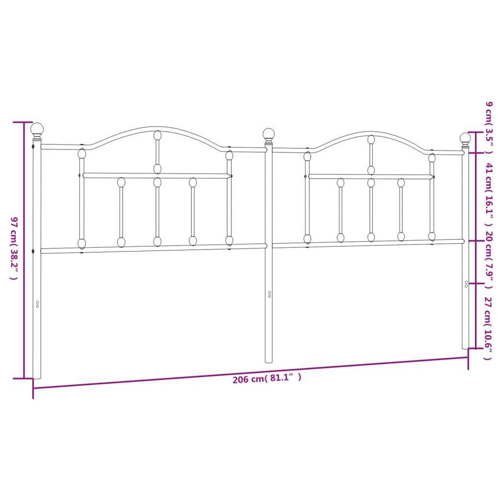 Cabeceira de cama 200 cm metal branco