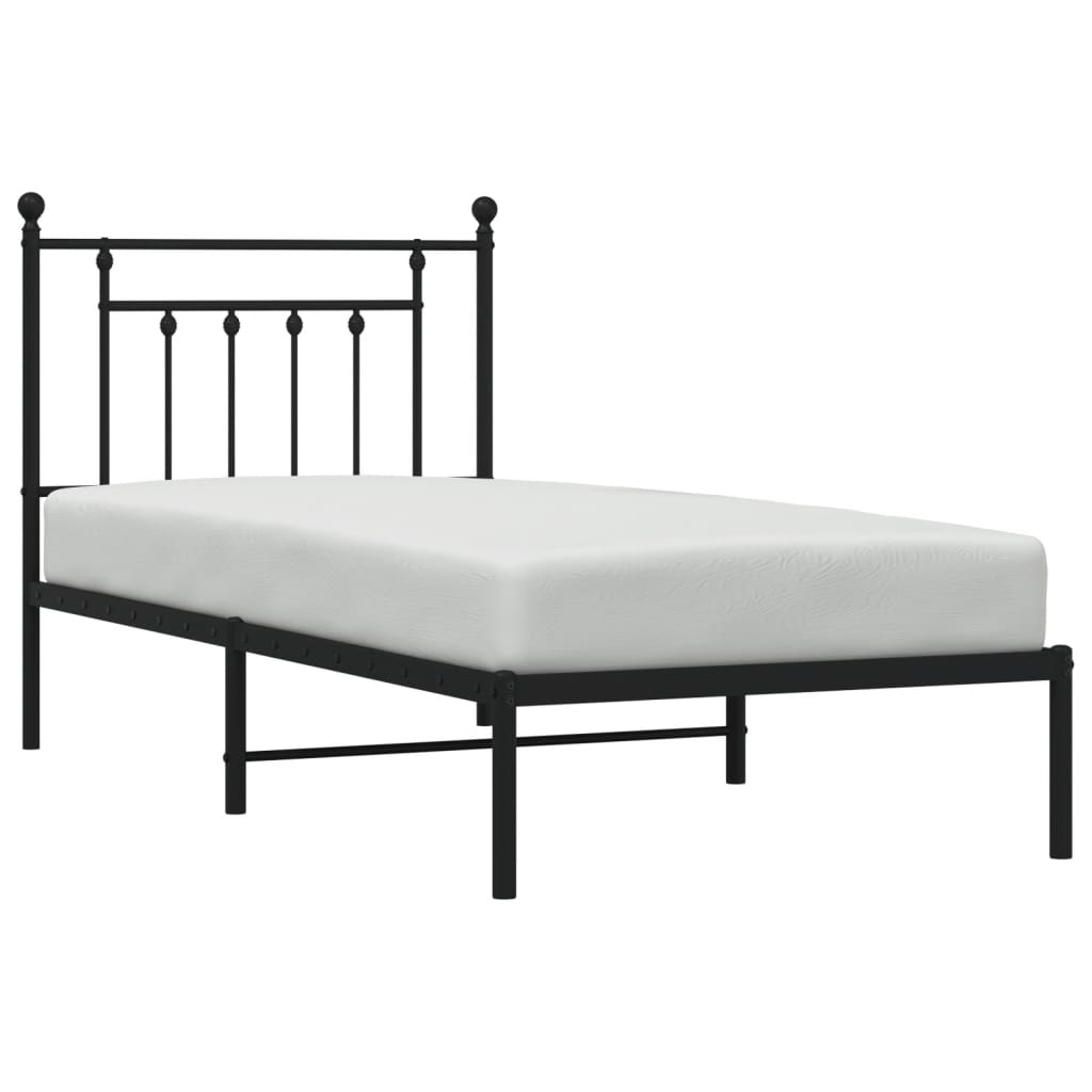 Estrutura de cama com cabeceira 90x190 cm metal preto