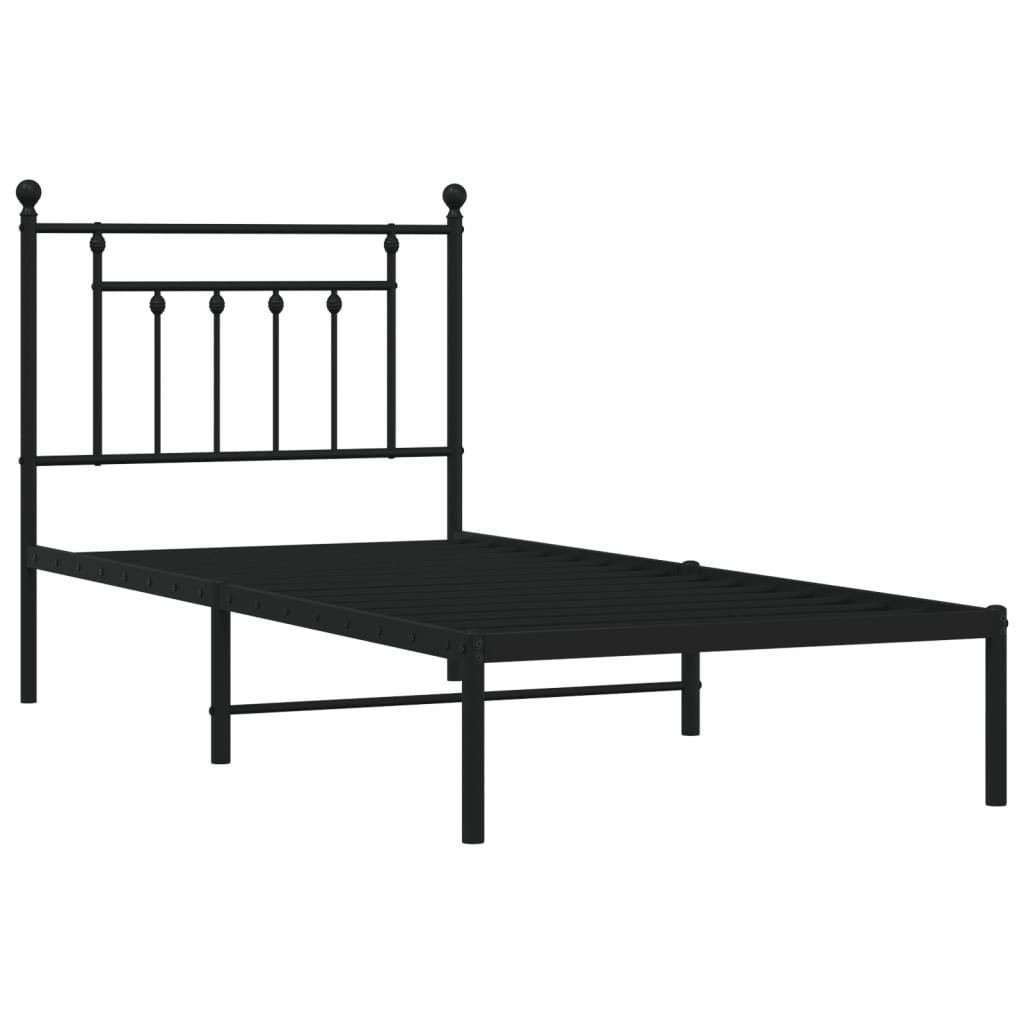 Estrutura de cama com cabeceira 90x190 cm metal preto