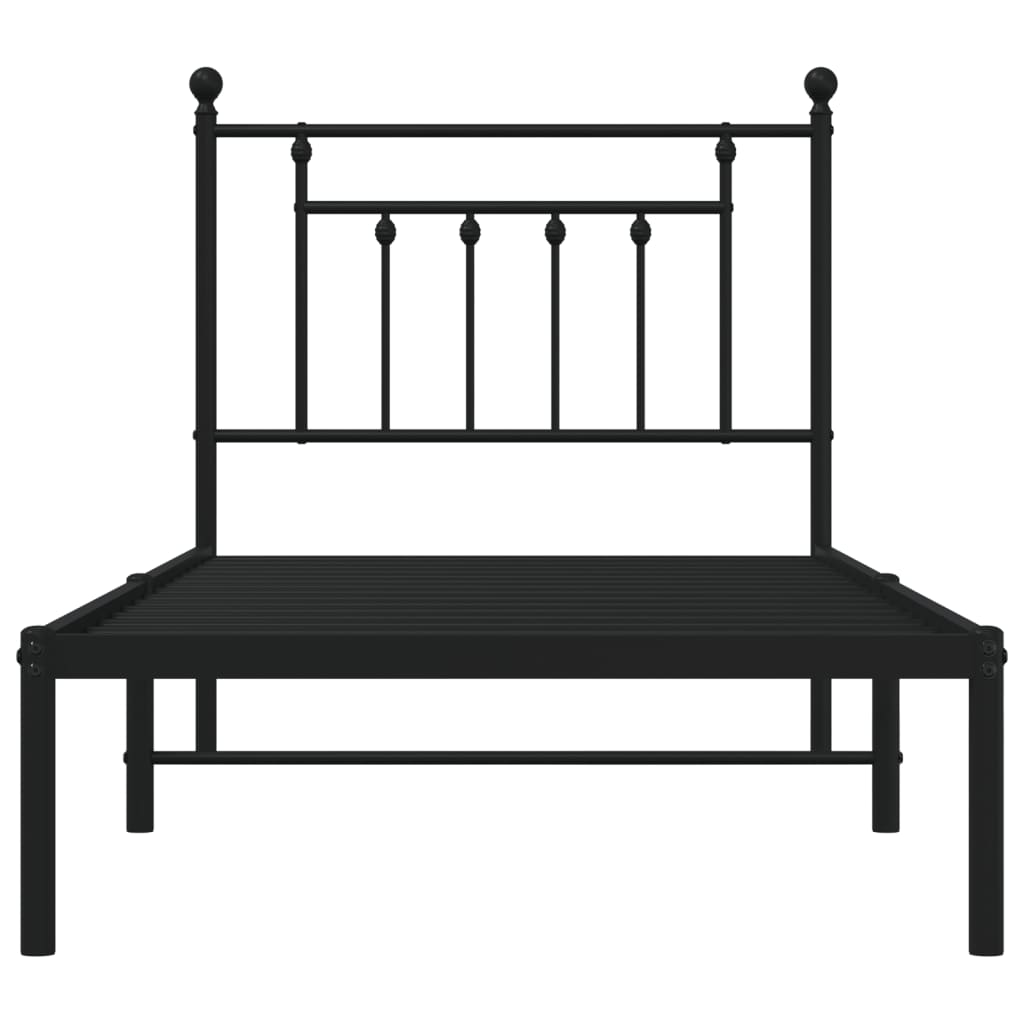 Estrutura de cama com cabeceira 90x190 cm metal preto