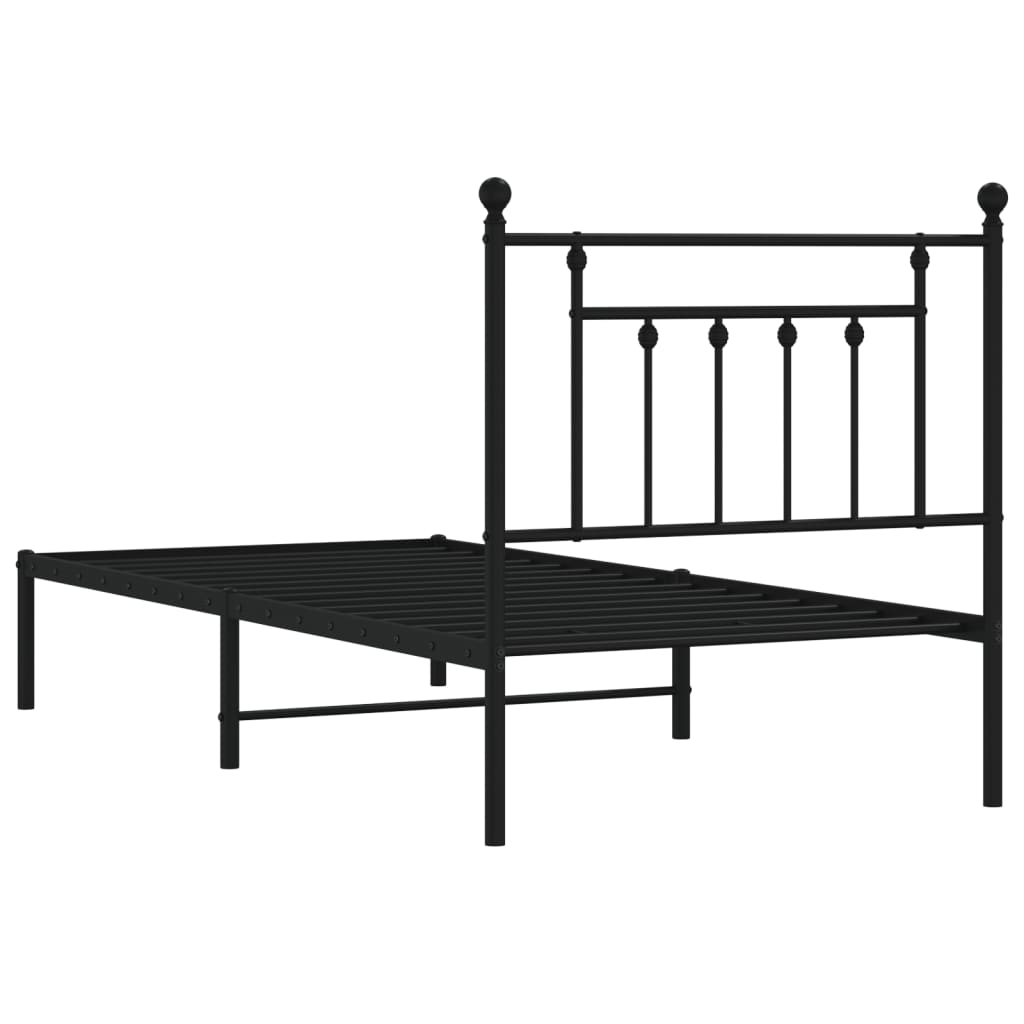 Estrutura de cama com cabeceira 90x190 cm metal preto