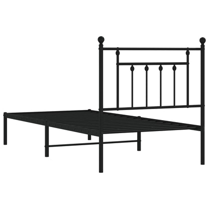 Estrutura de cama com cabeceira 90x190 cm metal preto