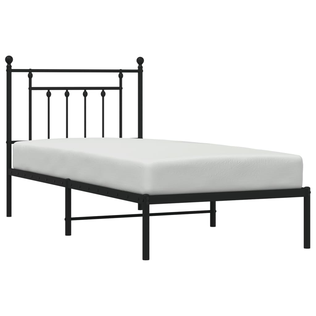 Estrutura de cama com cabeceira 90x200 cm metal preto