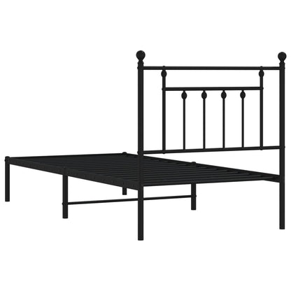 Estrutura de cama com cabeceira 90x200 cm metal preto