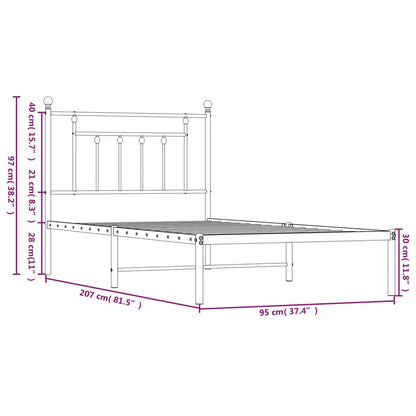 Estrutura de cama com cabeceira 90x200 cm metal preto