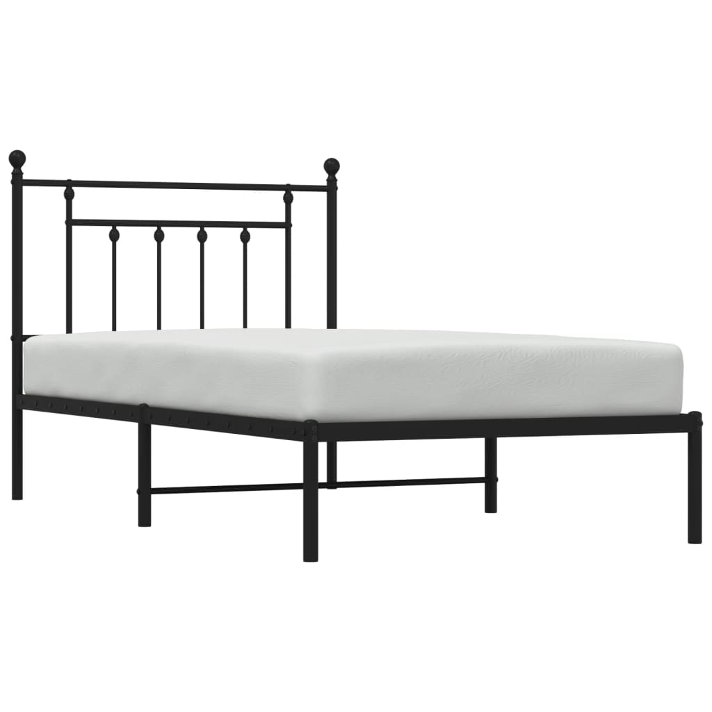 Estrutura de cama com cabeceira 100x190 cm metal preto