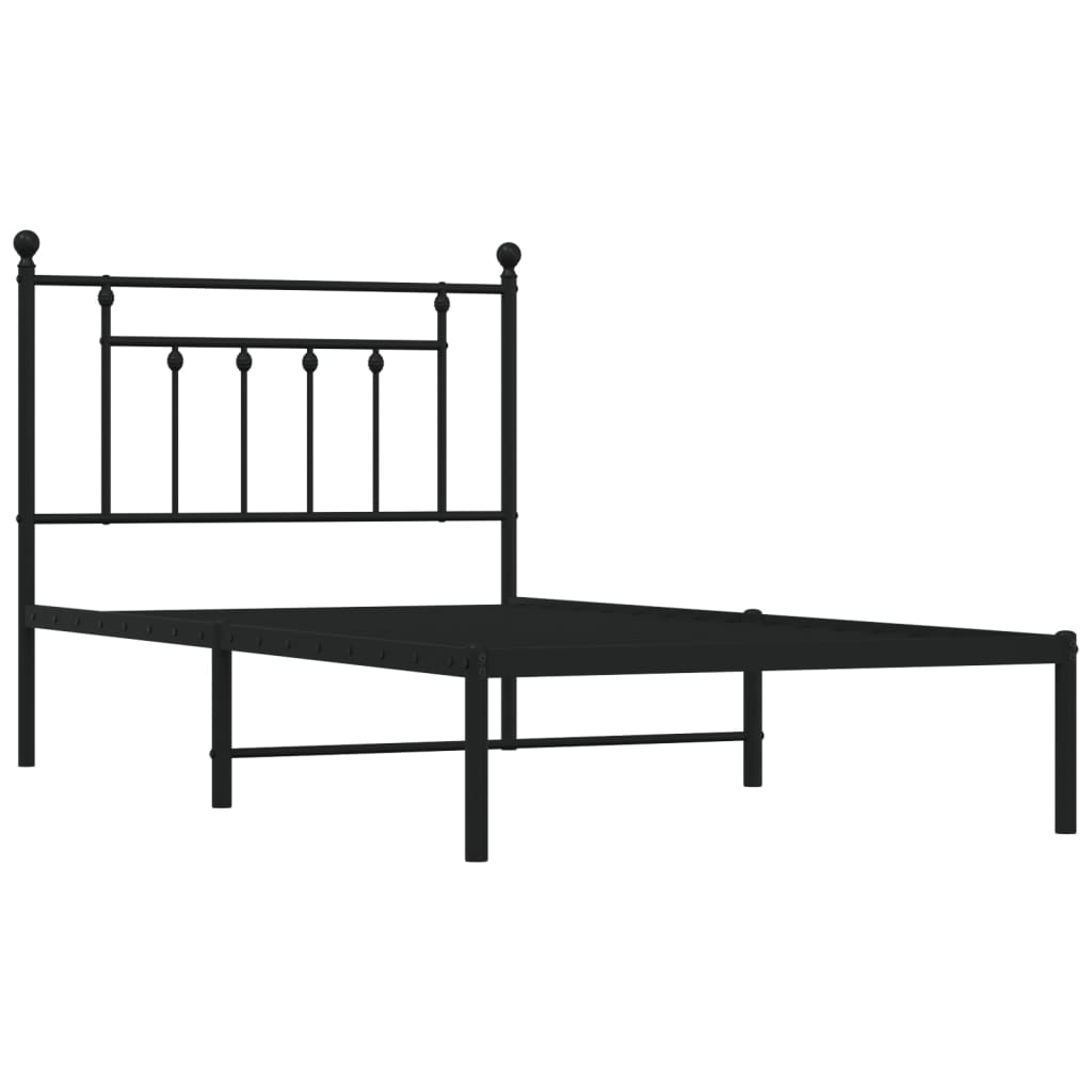 Estrutura de cama com cabeceira 100x190 cm metal preto