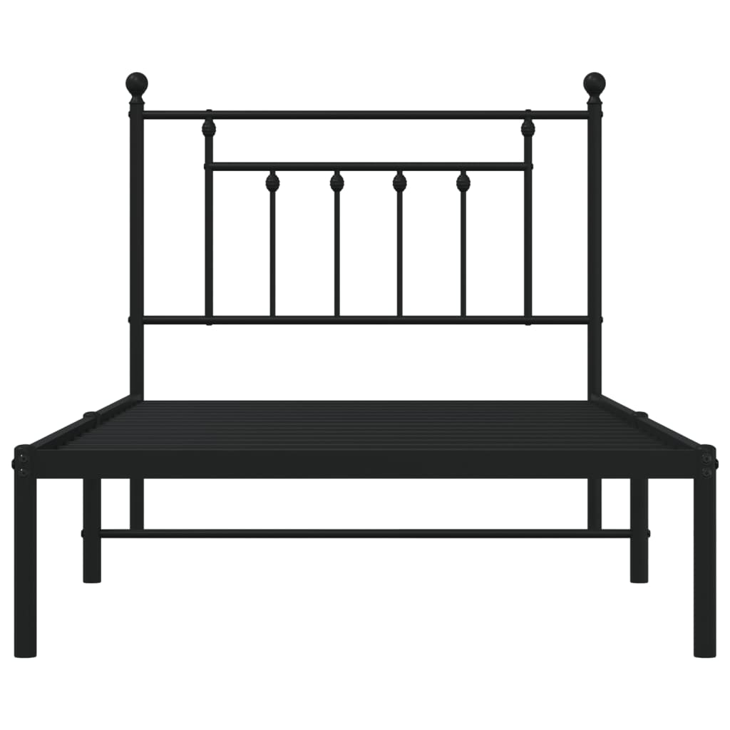 Estrutura de cama com cabeceira 100x190 cm metal preto