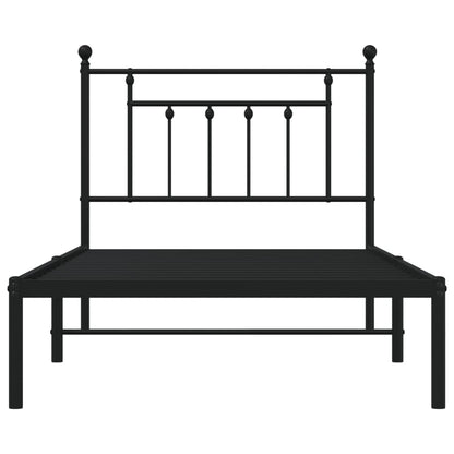 Estrutura de cama com cabeceira 100x190 cm metal preto