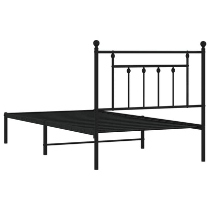 Estrutura de cama com cabeceira 100x190 cm metal preto