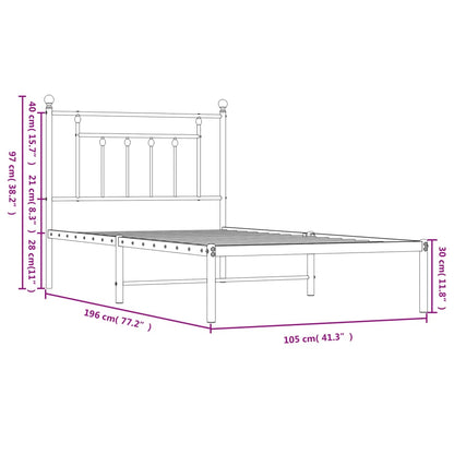 Estrutura de cama com cabeceira 100x190 cm metal preto