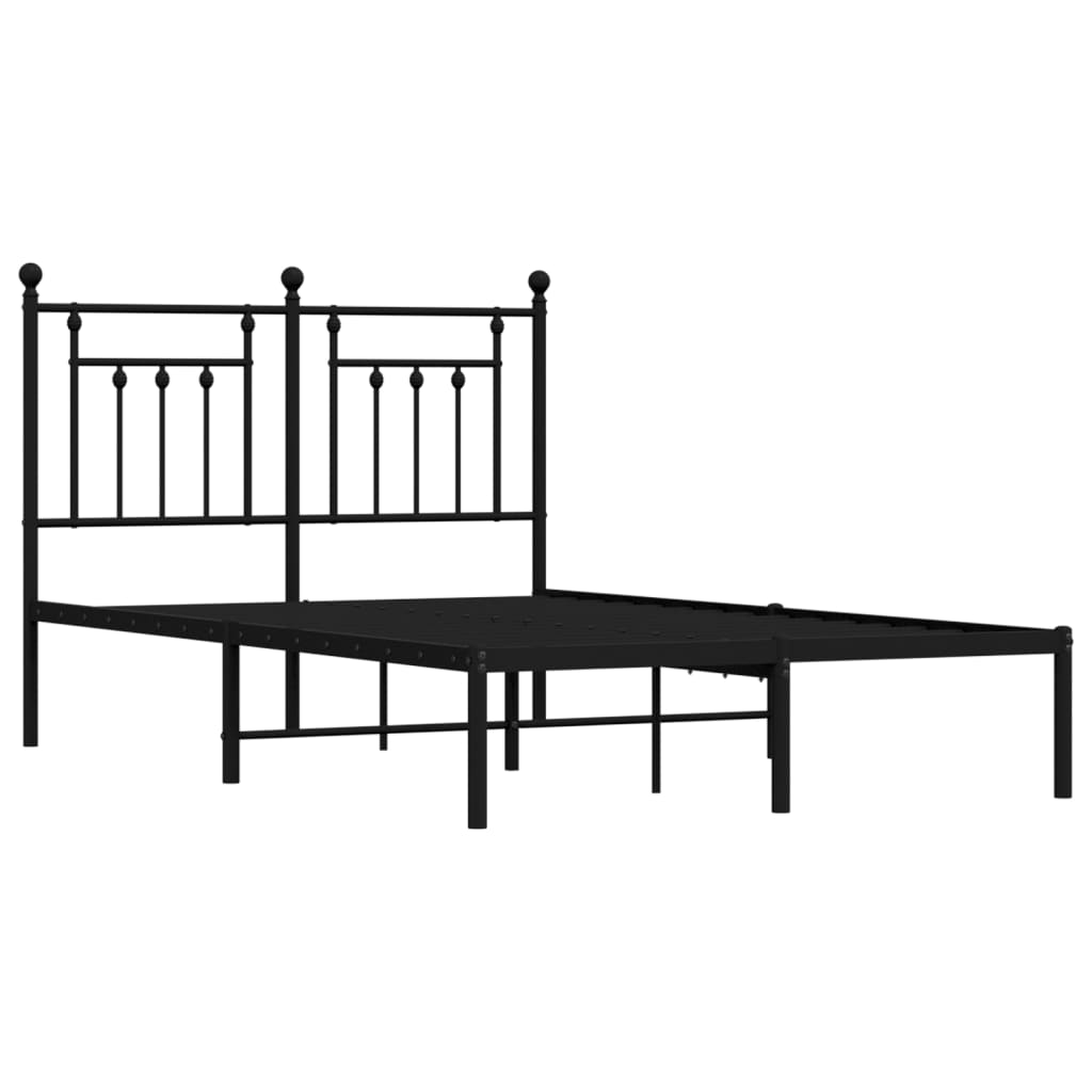 Estrutura de cama com cabeceira 120x190 cm metal preto