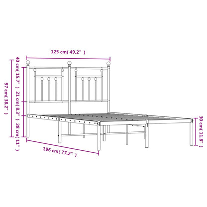 Estrutura de cama com cabeceira 120x190 cm metal preto