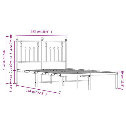 Estrutura de cama com cabeceira 135x190 cm metal preto