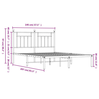 Estrutura de cama com cabeceira 140x200 cm metal preto