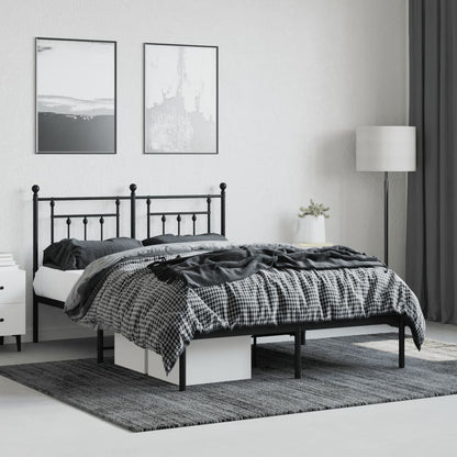 Estrutura de cama em metal com cabeceira 150x200 cm preto