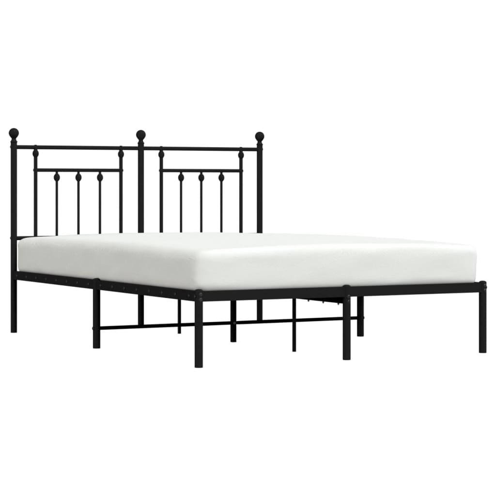 Estrutura de cama em metal com cabeceira 150x200 cm preto