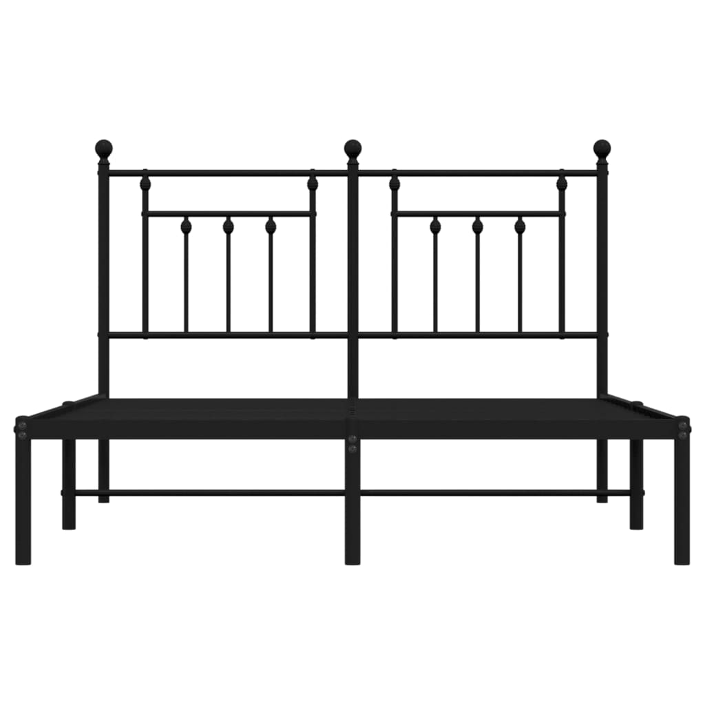 Estrutura de cama em metal com cabeceira 150x200 cm preto