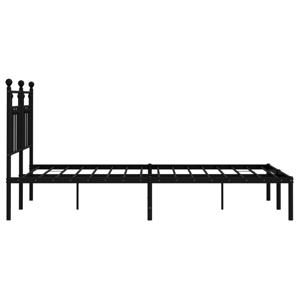 Estrutura de cama em metal com cabeceira 150x200 cm preto