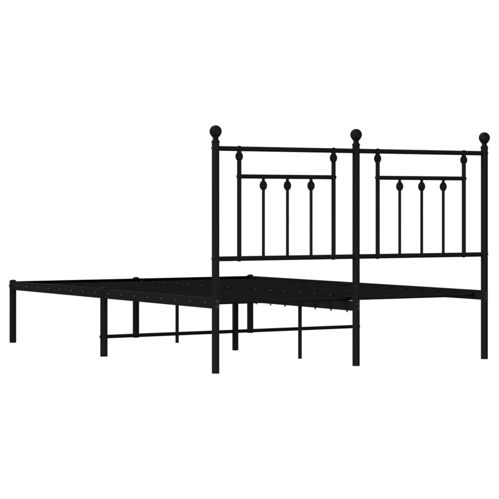 Estrutura de cama em metal com cabeceira 150x200 cm preto