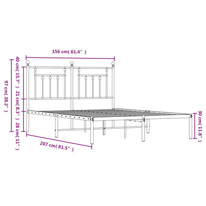 Estrutura de cama em metal com cabeceira 150x200 cm preto