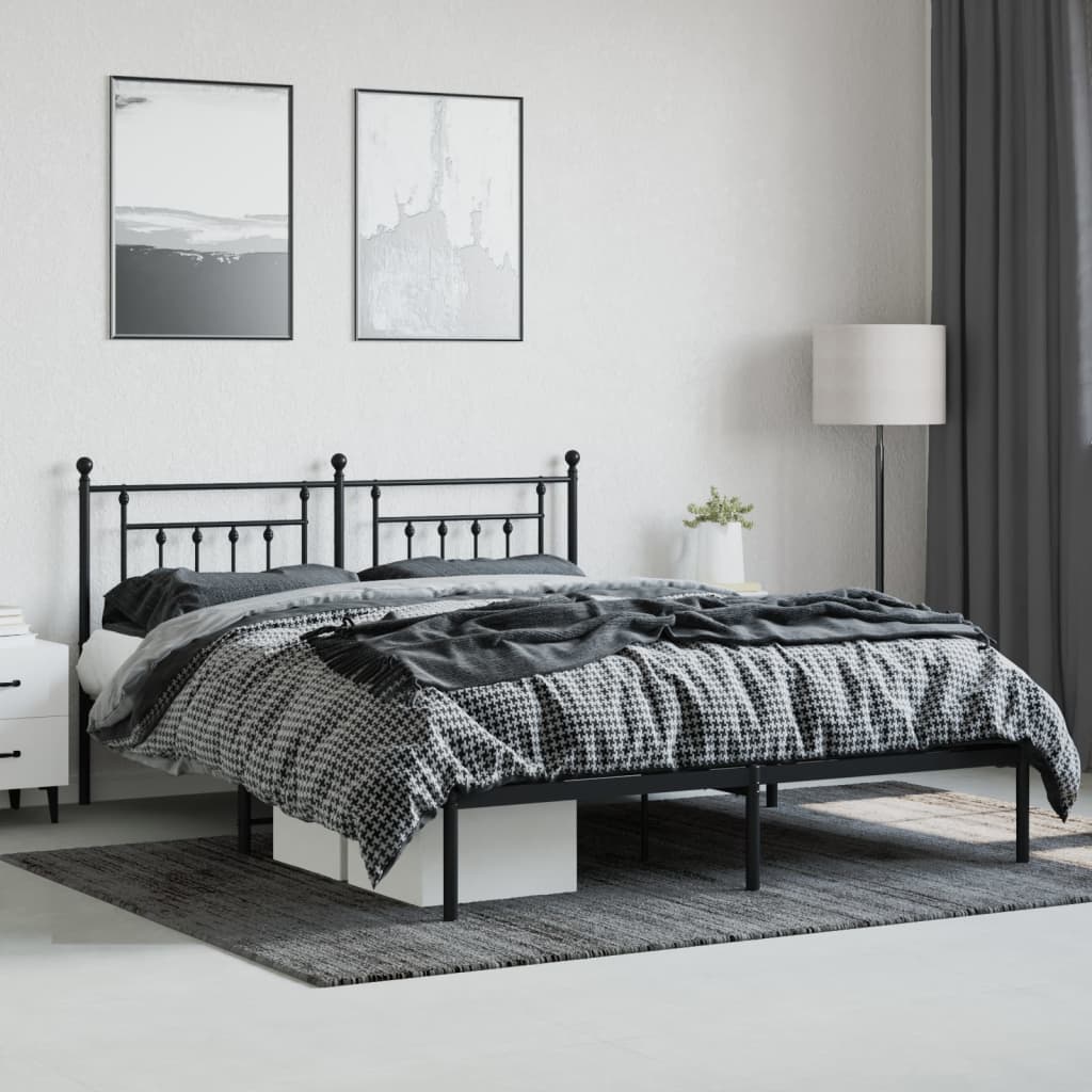 Estrutura de cama em metal com cabeceira 180x200 cm preto