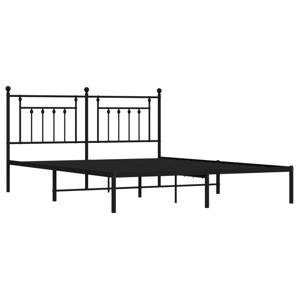 Estrutura de cama com cabeceira 183x213 cm metal preto