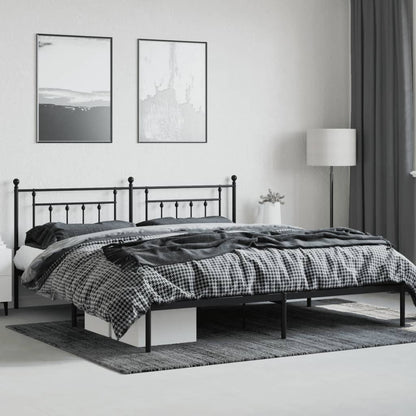 Estrutura de cama com cabeceira 193x203 cm metal preto