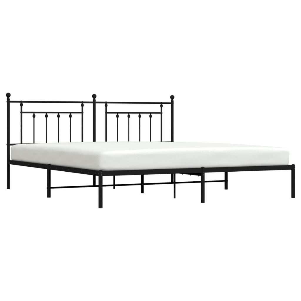 Estrutura de cama com cabeceira 193x203 cm metal preto