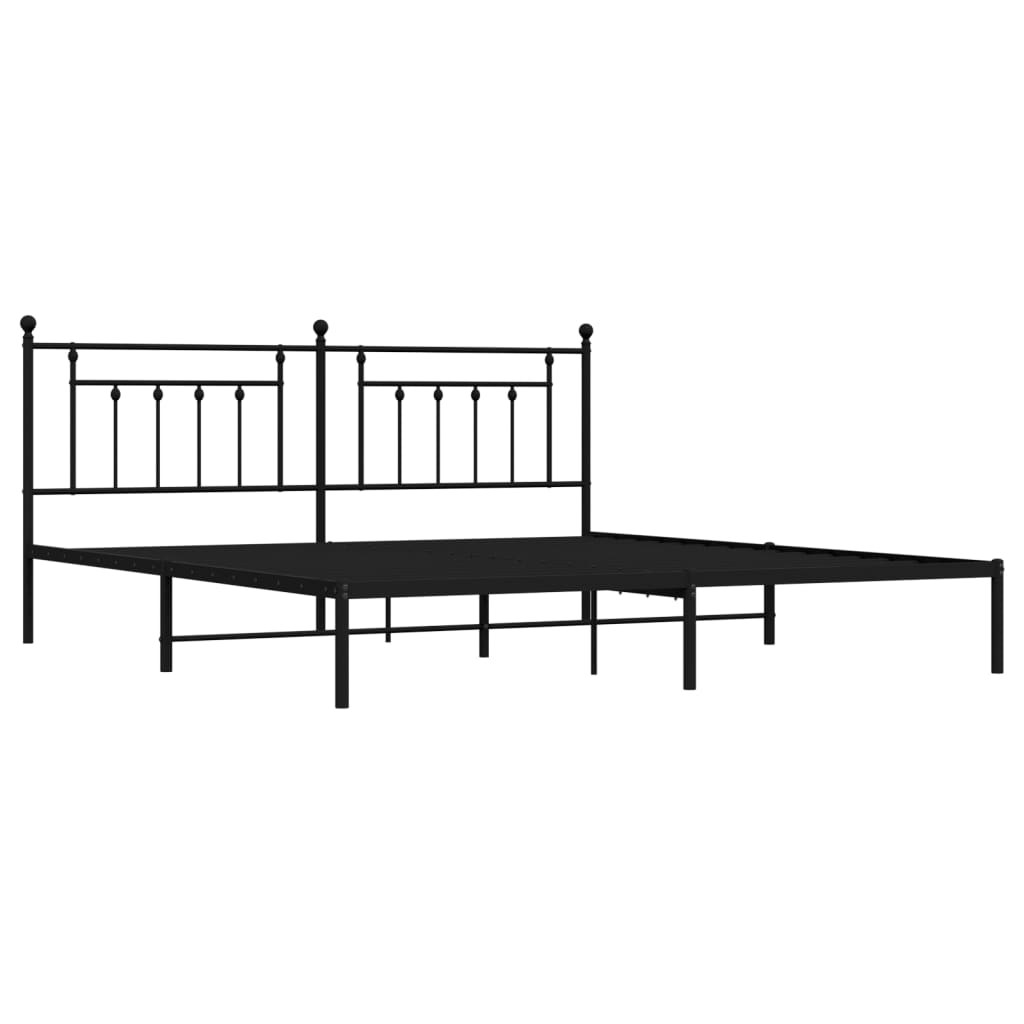 Estrutura de cama com cabeceira 193x203 cm metal preto