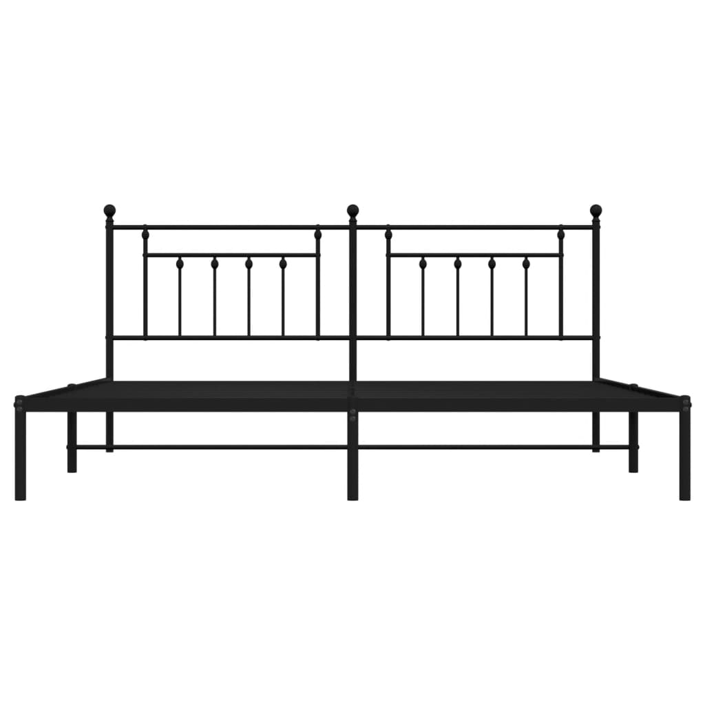 Estrutura de cama com cabeceira 193x203 cm metal preto